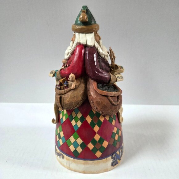 Jim Shore Hardwood Creek Santa Claus Naughty Nice Double Sided Figure He Knows - Picture 2 of 8